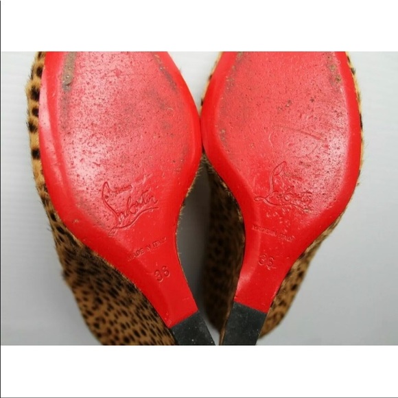 Christian Louboutin Cheetah Pony Hair Wedge / Size 36 / Authentic Heel - Picture 12 of 12